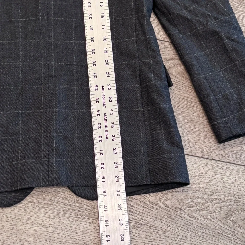 J.Crew Thompson Blazer Mens 36R Grey Windowpane Wool Blend Sport Coat AB947